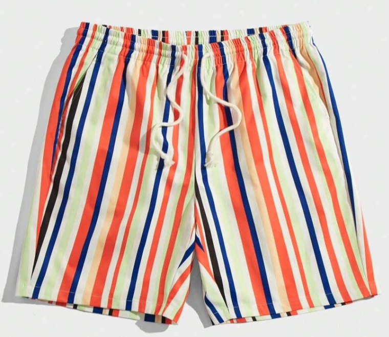 'ORANGE BLUE' Striped Shorts