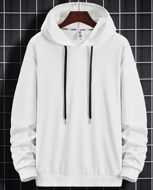 Mens Solid Hoodie Drawstring Sweatshirt