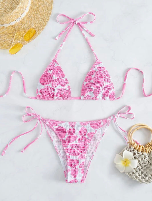 Floral Print Triangle Cut Bikini